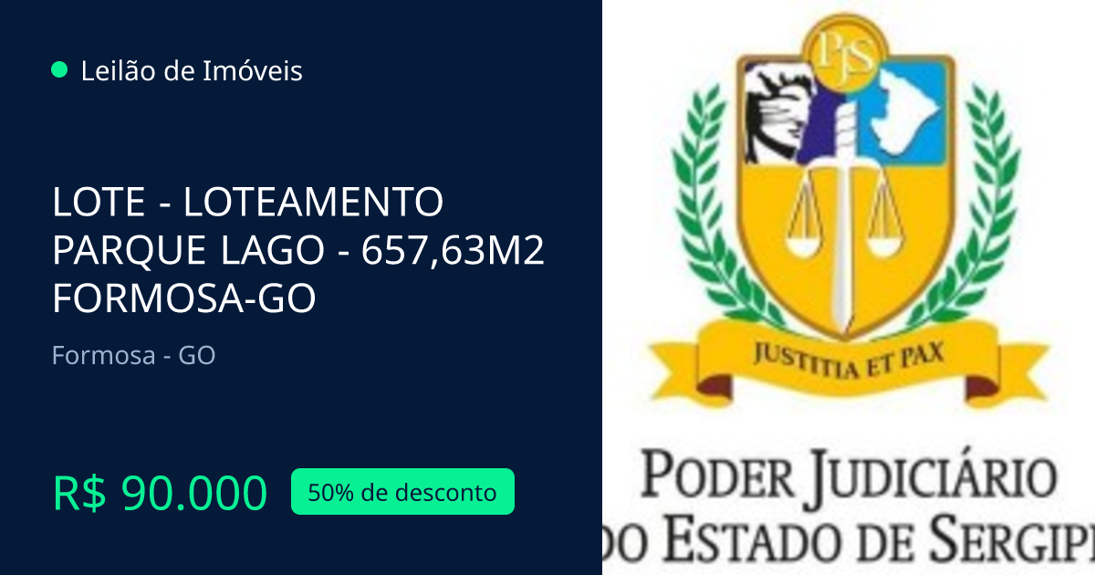 LOTE - LOTEAMENTO PARQUE LAGO - 657,63M2 - FORMOSA-GO | Leilão em ...